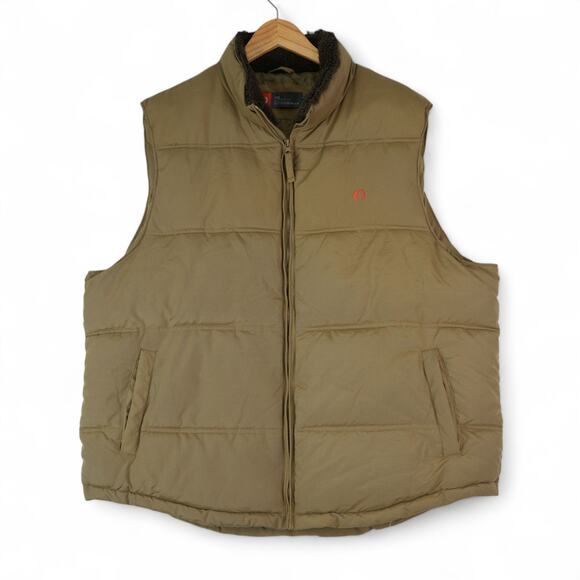 The American Outdoorsman Puffer Vest Mens XL Brown Fleece Western Gorpcore - Picture 1 of 7